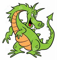 Green dragon cartoon illustration 11670790